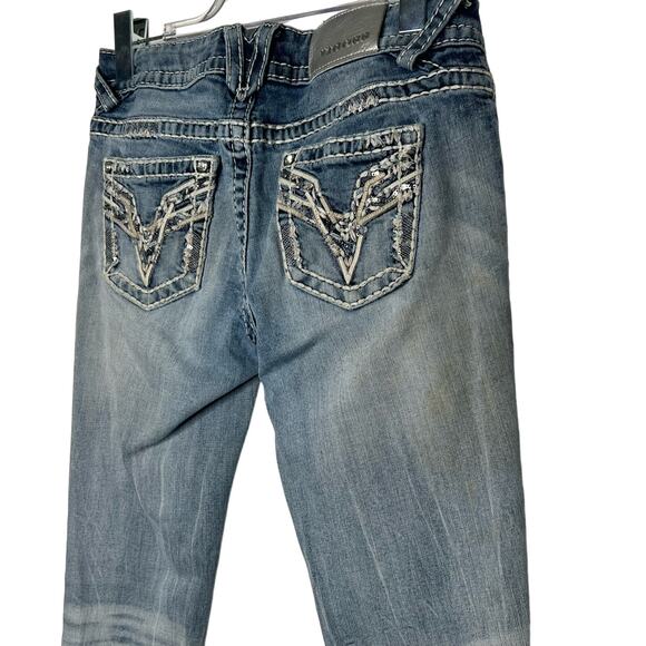 VIGOSS Stella V Stitch Boot Cut Jeans Mid-Rise  Embellished Medium Wash Size 3/4 - Picture 5 of 11